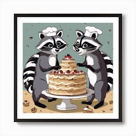 Raccoon Kitchen Art Art Print