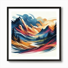 Illustration mountains 2 Art Print