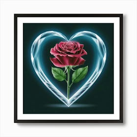 Rose In A crystal Heart Art Print