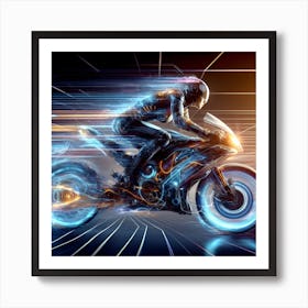 Futuristic Motorcycle Rider t- shirt 2 Art Print