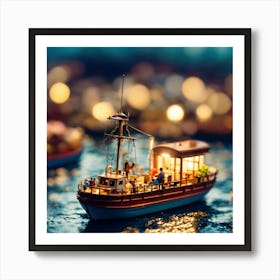 Miniature Boats In The Evening Art Print