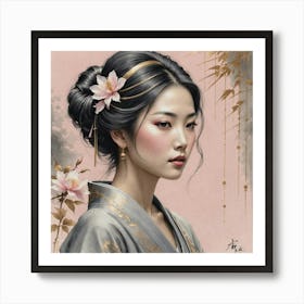 Japanese Girl 1 30x30in 9000x9000px 30 Art Print