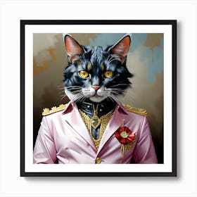 Cat In An Elvis Suit Art Print