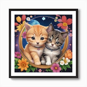 Two Kittens In A Circle Art Print