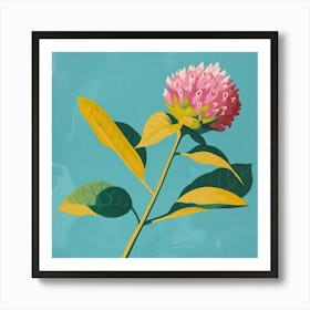 Globe Amaranth Square Flower Illustration Art Print