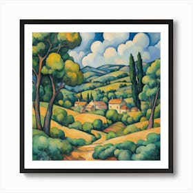 Pastoral Dreamscape Painting Inspired By Paul Cezanne 1 Art Print