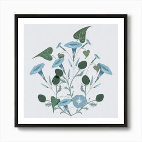 Blue Morning Glories Wall Art Art Print