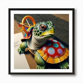 Turtle With A Spinning Wheel Art Print