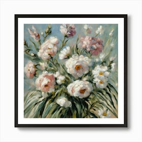 Abstract White And Pink Flowers 01 Art Print