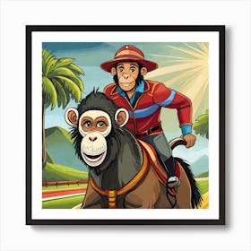 Firefly Monkey Jockey Horse Race 74560 Art Print