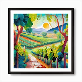 Firefly Beautiful Modern Lush Spanish Vinyard Landscape 8813 Art Print