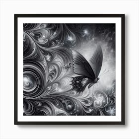 Butterfly In Black And White 9 Art Print