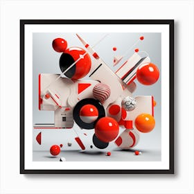 Abstract Art Red Balls And Objects Art Print