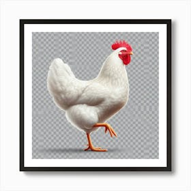 White Chicken On A Transparent Background Art Print