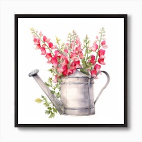 Marion Metal Watering Can With Snapdragons Watercolor White Bac 7ca96191 01de 436c 885b 30efbf47e54e Art Print