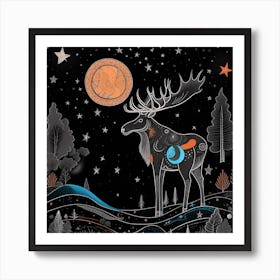 Spirit Zodiac moose Art Print