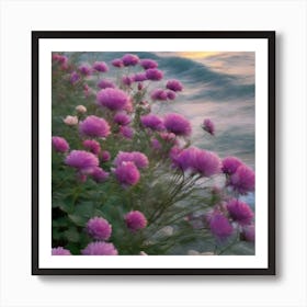 Purple Flowers At Sunset Art Print