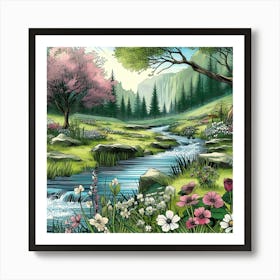 Serene And Peaceful Meadow 15 Art Print