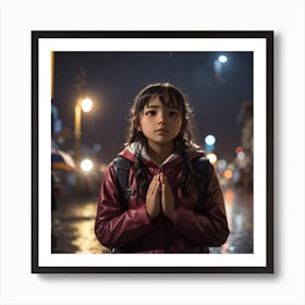 Girl In The Rain Art Print