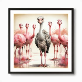 Pink Flamingos 5 Art Print