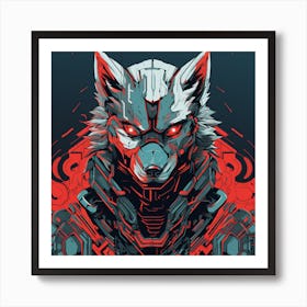 Wolf Cyber Warrior 1 Art Print