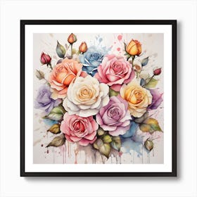 Watercolor Roses 1 Art Print