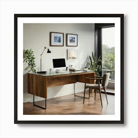 A Photo Of A Modern Office Desk With A Computer Mo (7) Art Print