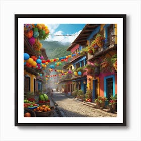 Colorful Street In Mexico Art Print