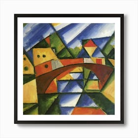 Bridge over the river surrounded by houses 14 Art Print