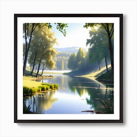 Lake In The Forest 2 Art Print