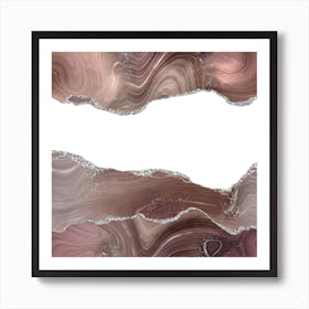 Taupe & Silver Glitter Agate Texture 08 Art Print