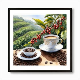 Coffee And Coffee Beans 6 Art Print