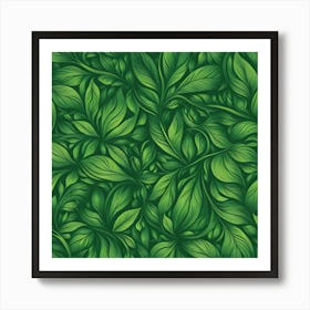 Green Leaves Seamless Pattern Art Print