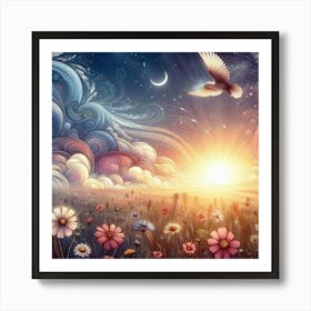 Flying Through The Meadow Poster