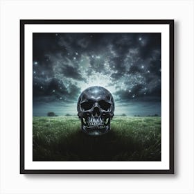 Skull In The Grass Art Print