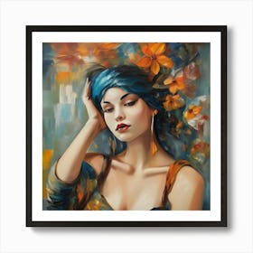 Woman With Flowers Art Print