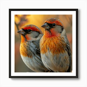 Two Birds Sitting On A Branch 1 Art Print