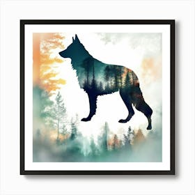 Silhouette of wolf 1 Art Print