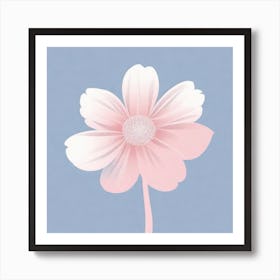 A White And Pink Flower In Minimalist Style Square Composition 329 Art Print