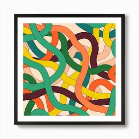 Abstract Wavy Lines Snake Stripes Intertwined Abstract Art Print