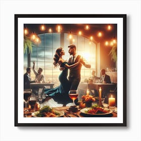 Couple Dancing At The Restaurant Art Print