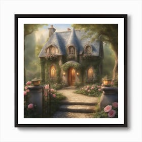 Cinderellas House Nestled In A Tranquil Forest Glade Boasts Walls Adorned With Climbing Roses Th (6) Art Print