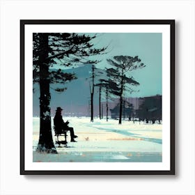 Man Sitting On A Bench Art Print