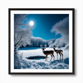 Deer In The Snow Affiche