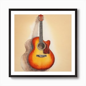 Watercolor Acoustic Guitar Art Print