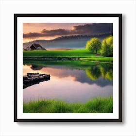 Sunrise Over A Lake 2 Art Print