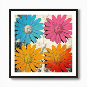 Andy Warhol Style Pop Art Flowers Daisy 2 Square Art Print