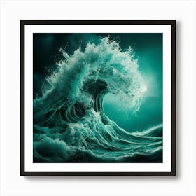 Ocean Waves At Night Art Print