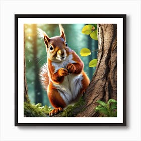 Red Squirrel In The Forest 70 Art Print