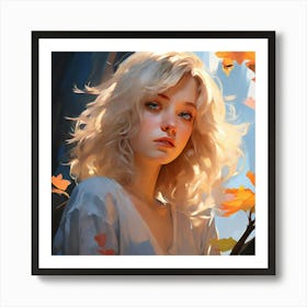 Pop Art Style Pretty Girl Blond Pale Blue Eyes Unreal Engine Greg Rutkowski Loish Rhads Beep Art Print